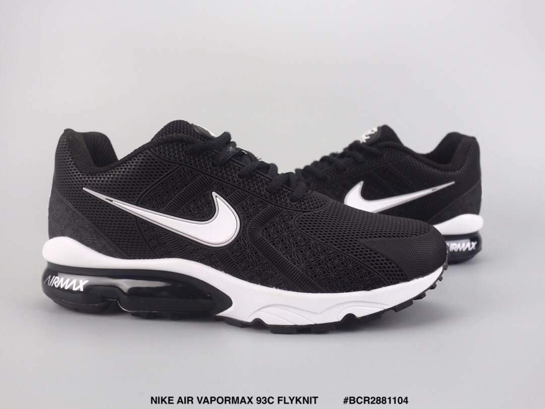 Men Nike Air Max VaporMax 93c Flyknit Black White Swoosh - Click Image to Close